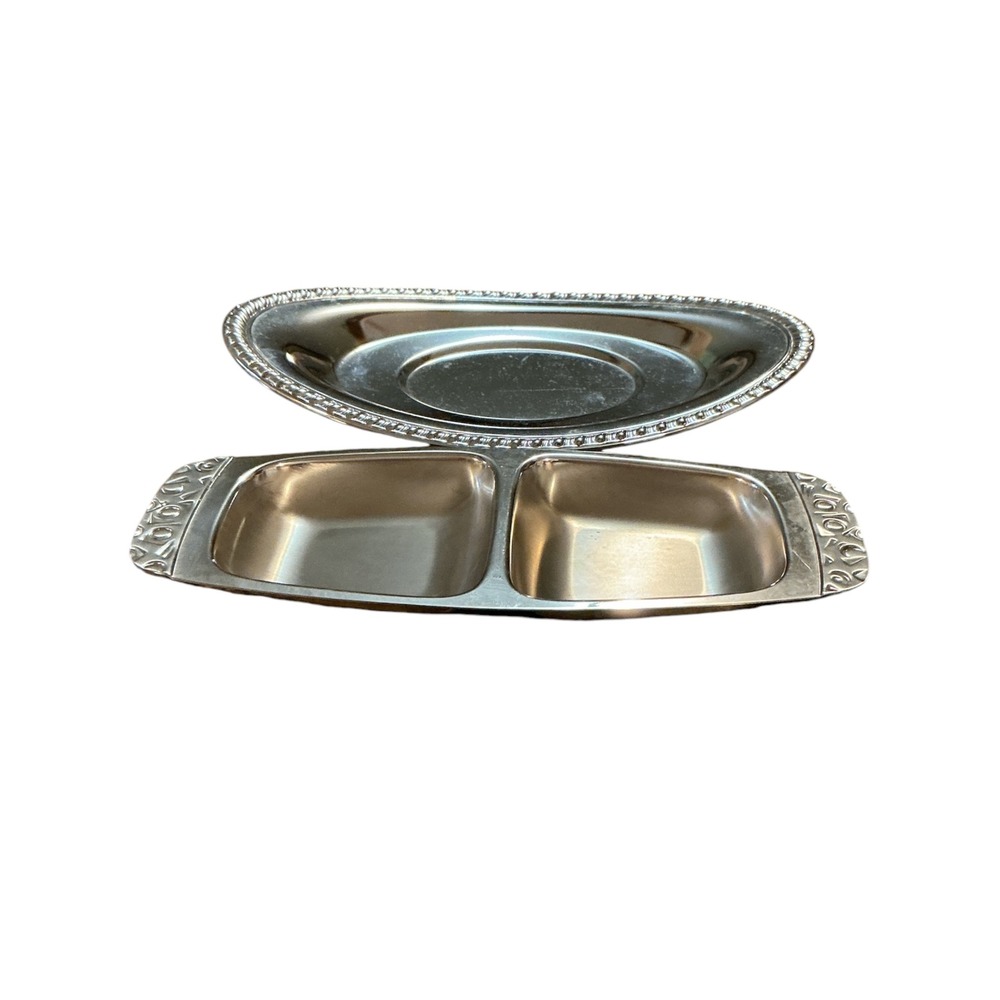 Alessi Italy 4057 Divided Dish & International Stainless Oval Platter Set Silver - Picture 2 of 8
